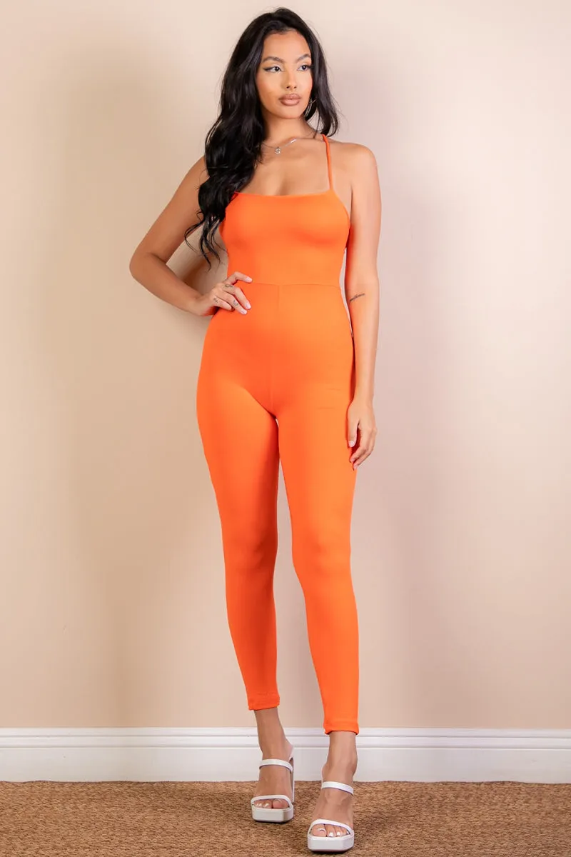 Criss-Cross Open Back Bodycon Jumpsuit (CAPELLA)