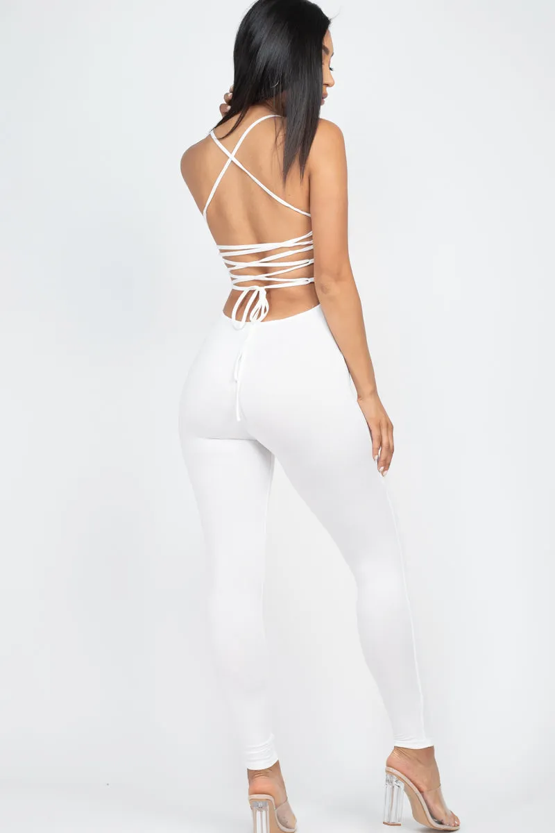 Criss-Cross Open Back Bodycon Jumpsuit (CAPELLA)