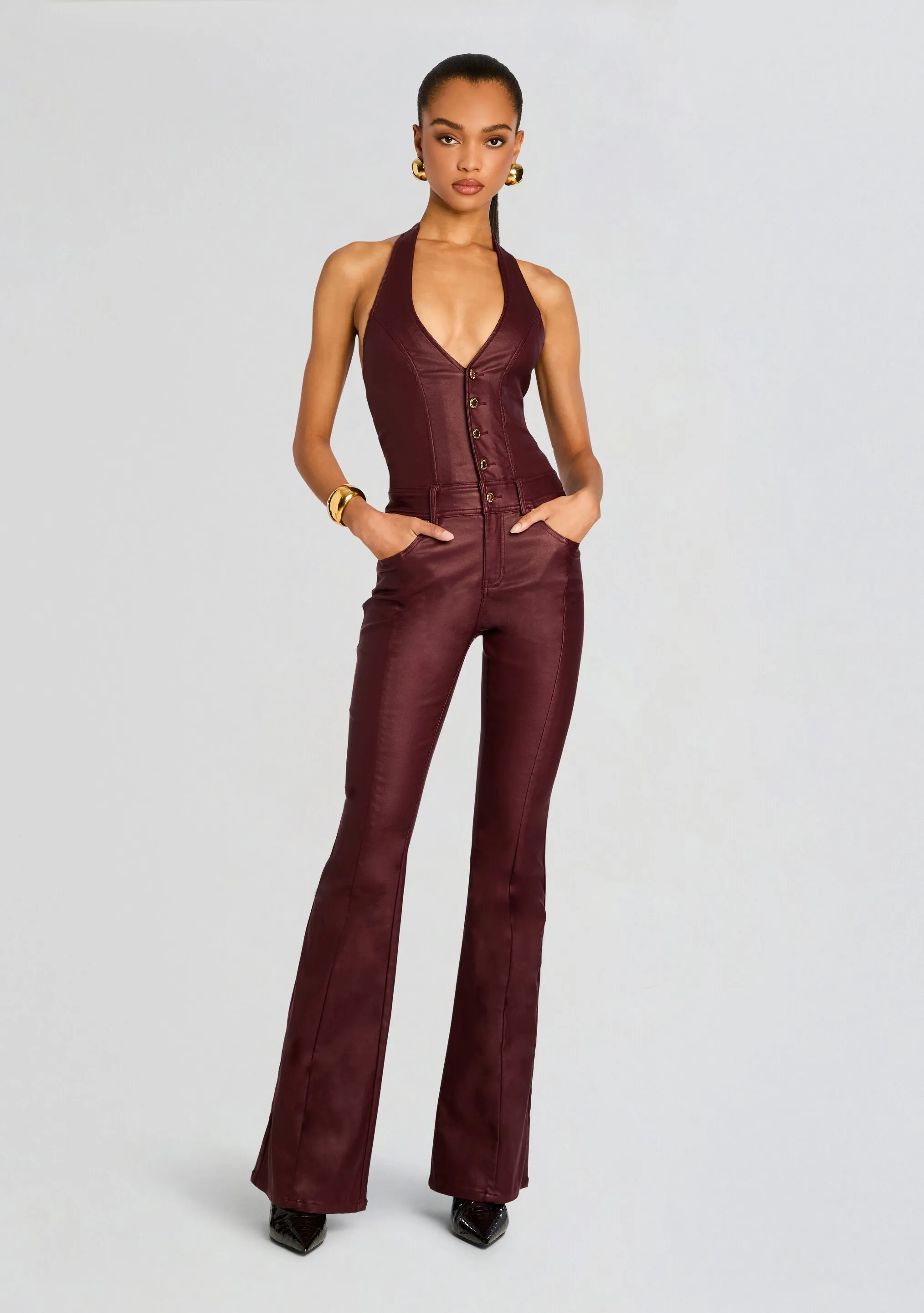 Cynthia Coated Denim Jumpsuit