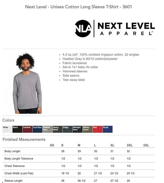 Embroidered Next Level Long Sleeve Shirt