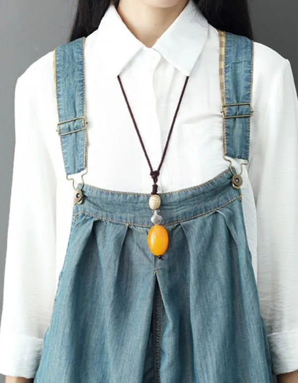 Embroidery Wide Leg Denim Overalls Loose Retro Jumpsuit