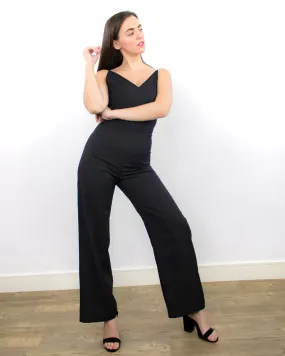 Ena Black Crepe Wide Leg Jumpsuit