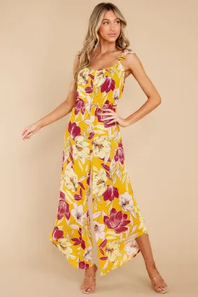 Euphoria Gold Floral Wide Leg Jumpsuit