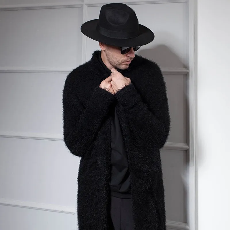 European Style men's black cardigan