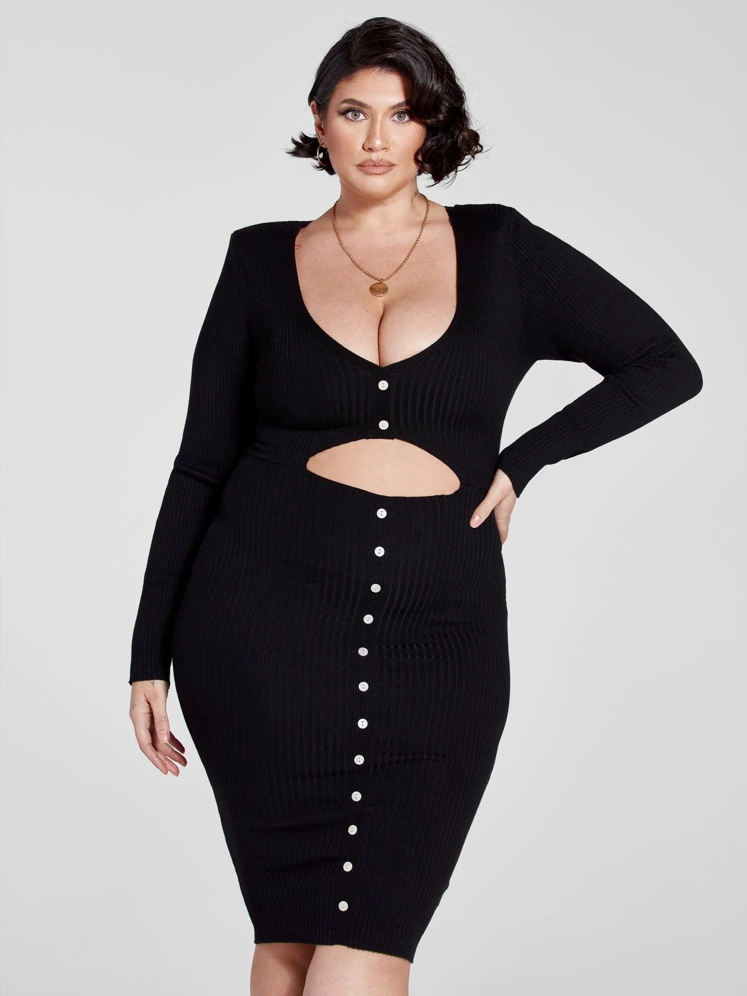 Fashion To Figure - Chelle Cutout Sweater Dress