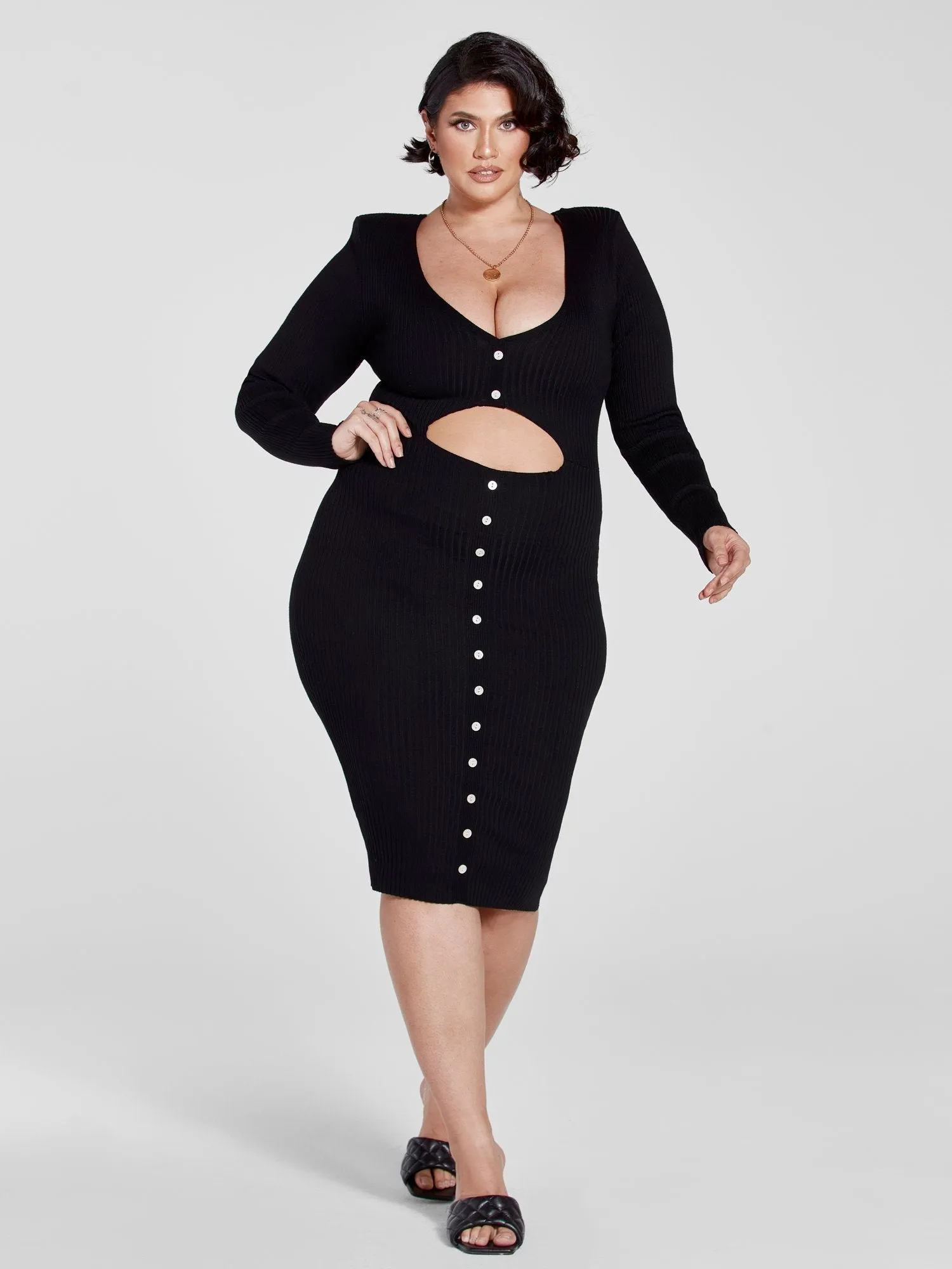 Fashion To Figure - Chelle Cutout Sweater Dress