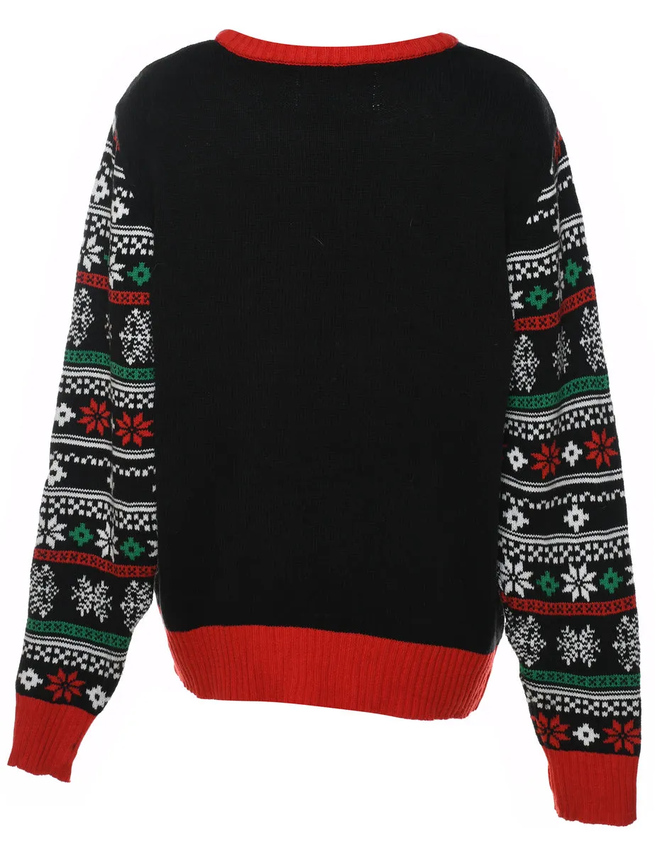 Festive Gifts & Cat Design Christmas Jumper - XL