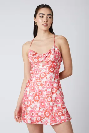 Floral Halter Bias Mini Dress