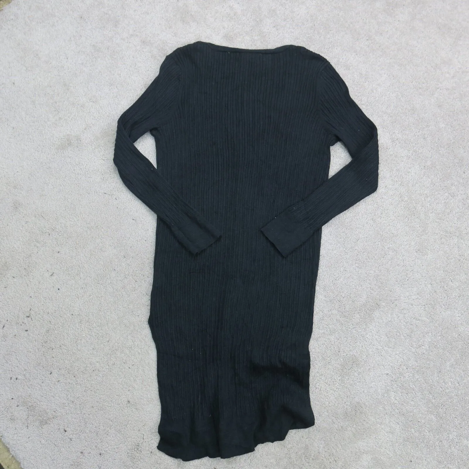 Forever 21 Womens Cardigan Sweater Dress Knit Long Sleeves V Neck Black Size 2X