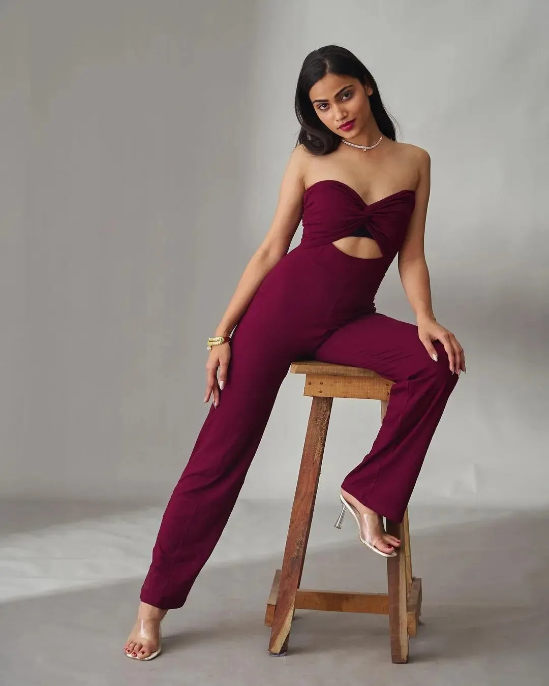 Front Knot Off Shoulder Jumpsuit