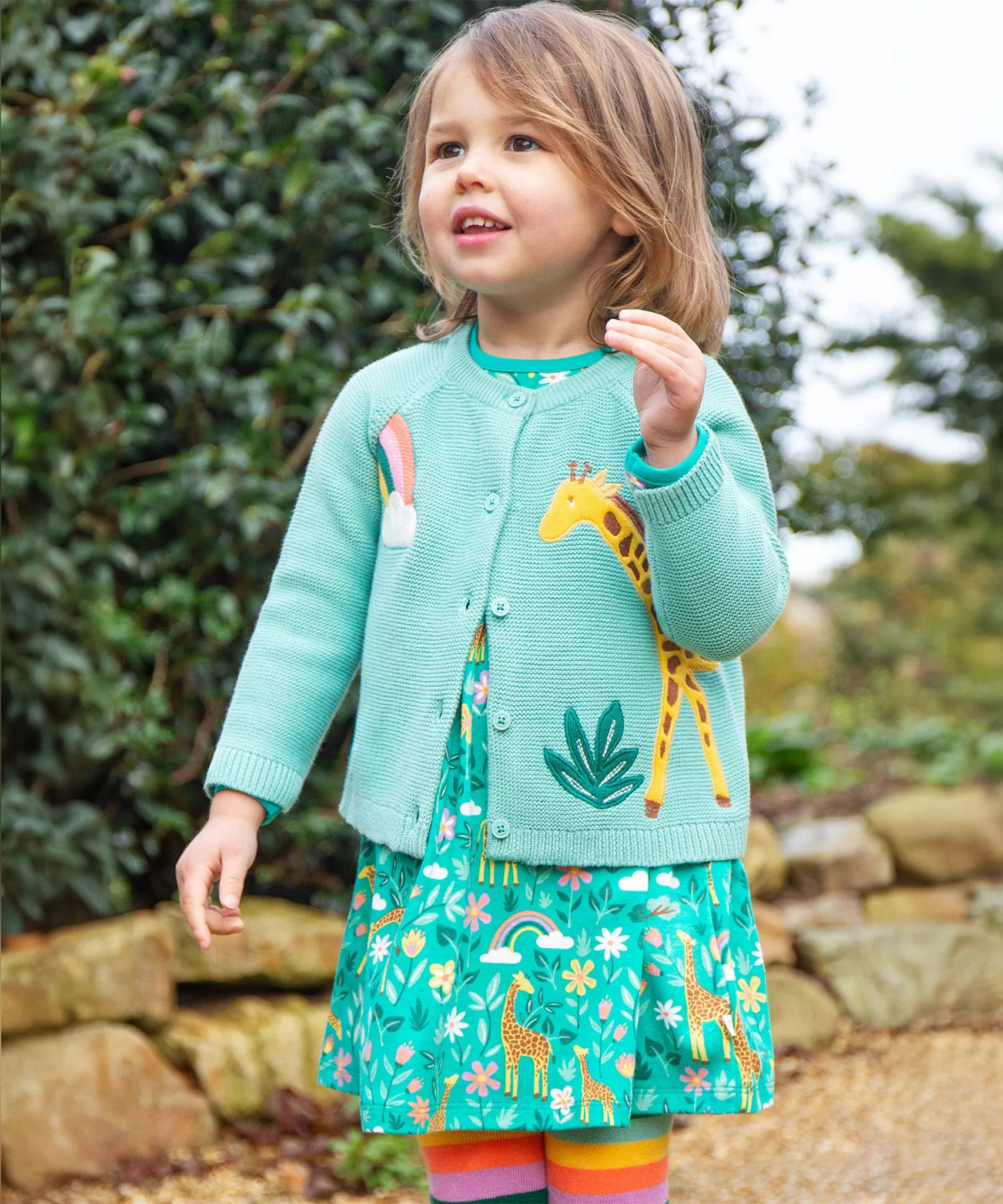 Frugi Colby Cardigan - Moss/Giraffe