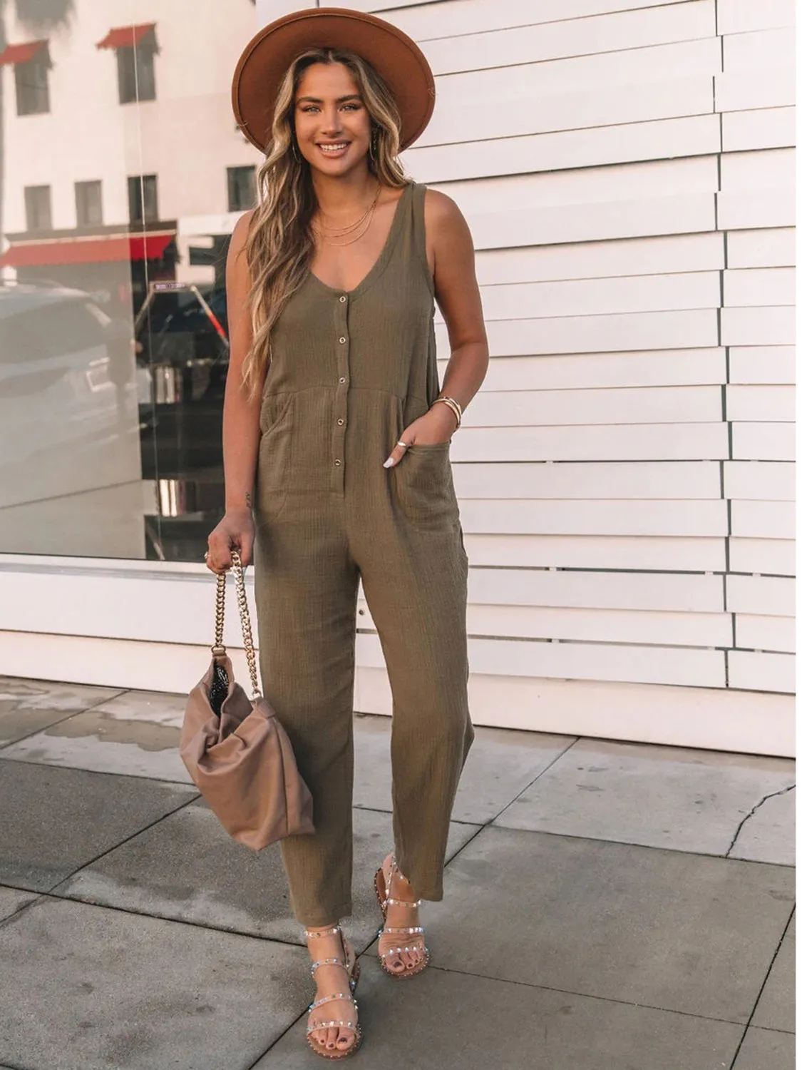 Full Size Scoop Neck Wide Strap Jumpsuit