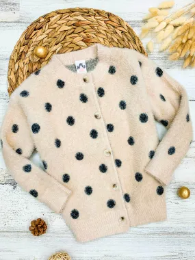 Fuzzy Fashionista Polka Dot Cardigan