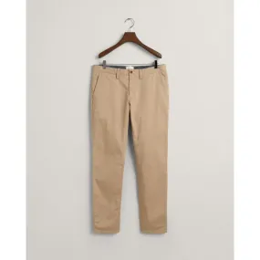 Gant Slim Fit Twill Chinos in Dark Khaki