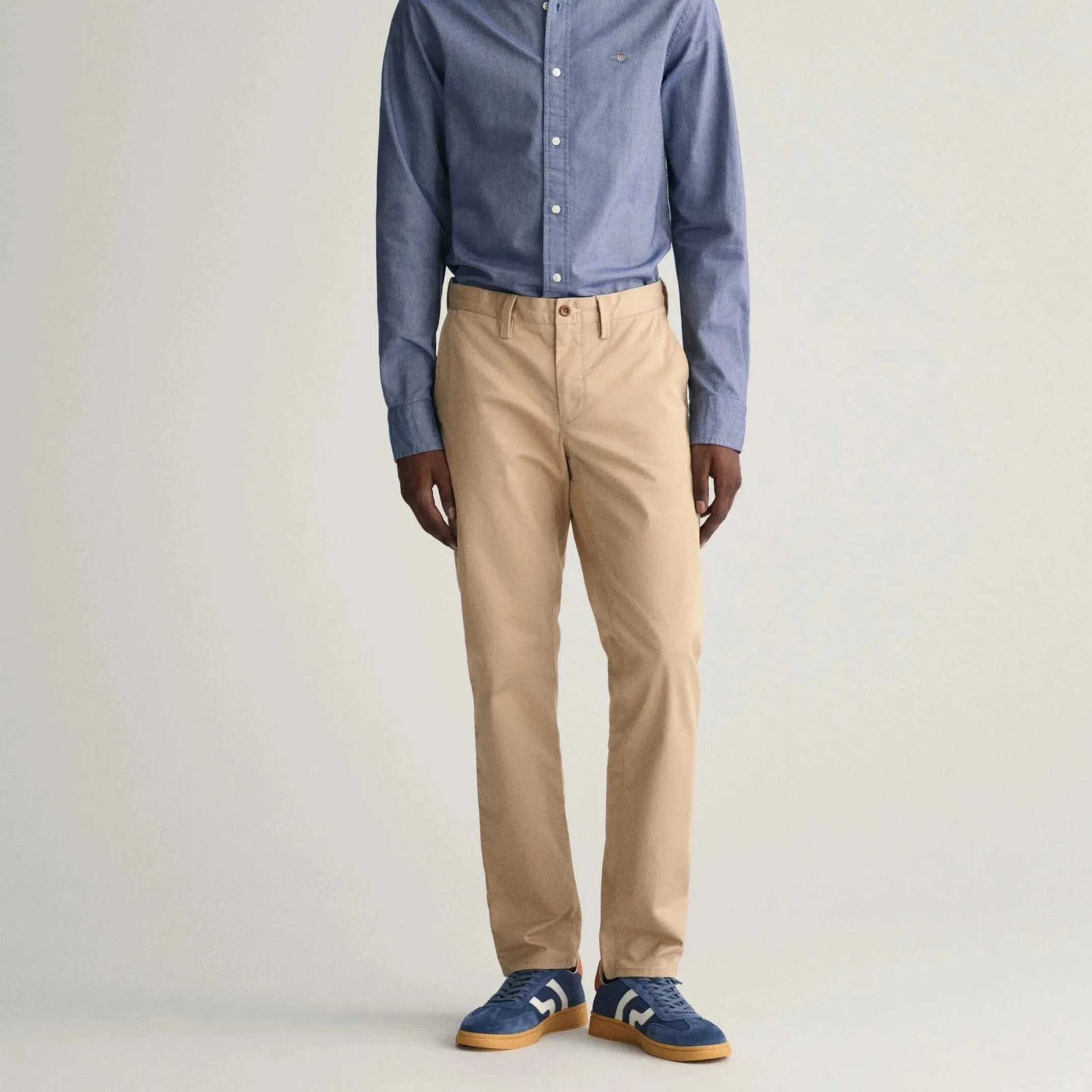 Gant Slim Fit Twill Chinos in Dark Khaki