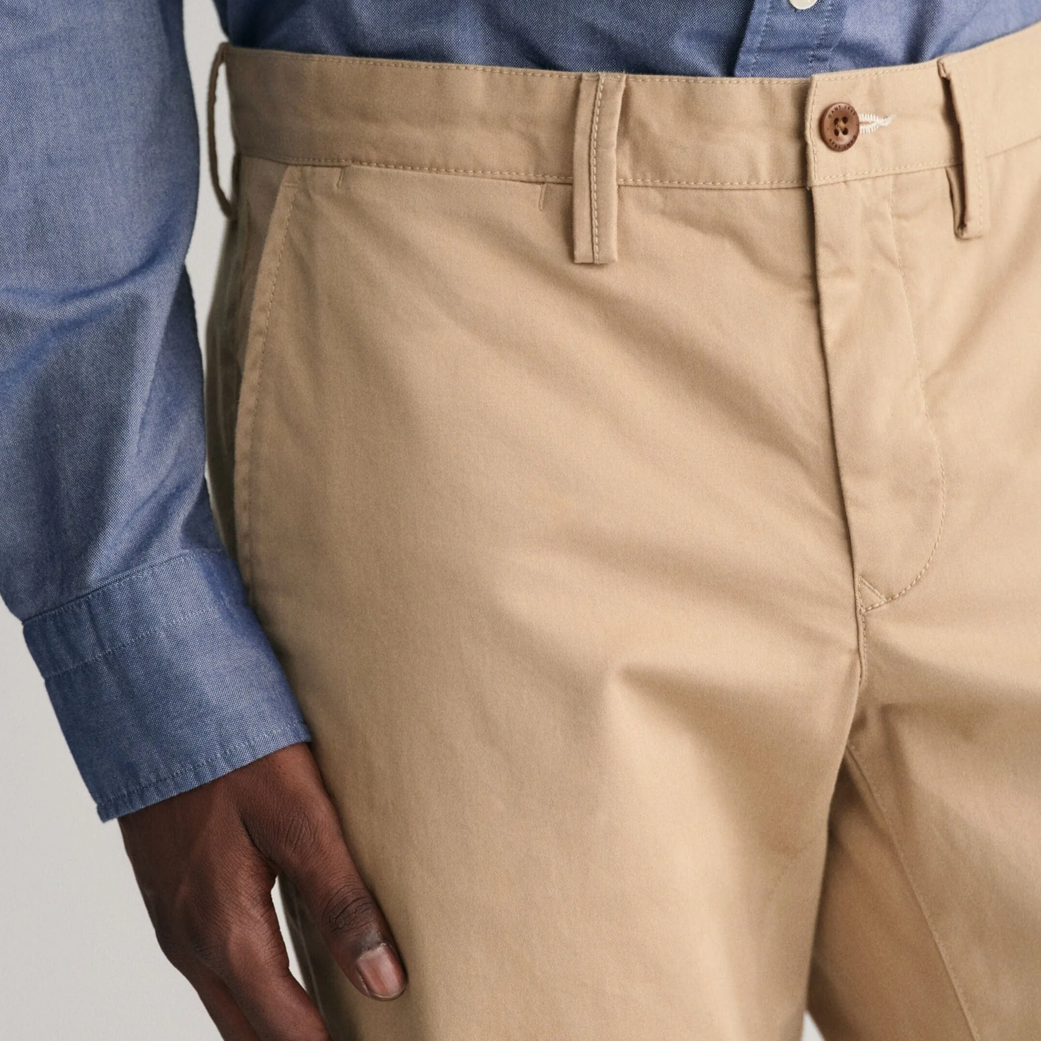 Gant Slim Fit Twill Chinos in Dark Khaki