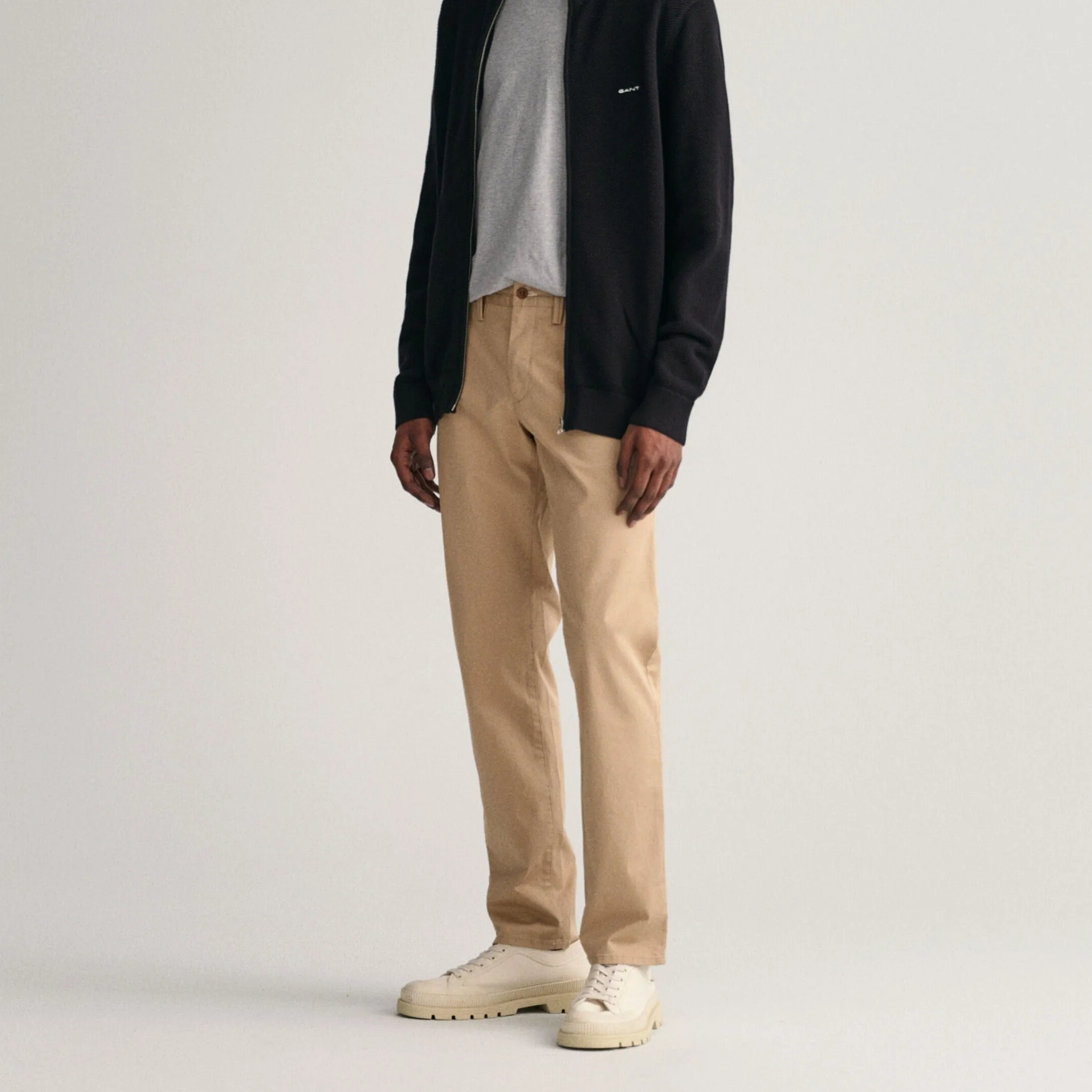 Gant Slim Fit Twill Chinos in Dark Khaki