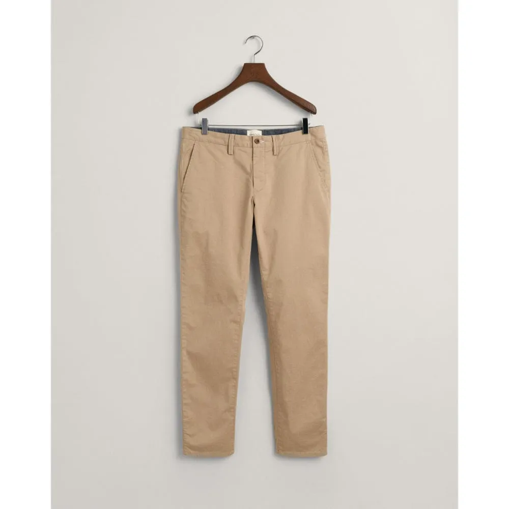 Gant Slim Fit Twill Chinos in Dark Khaki