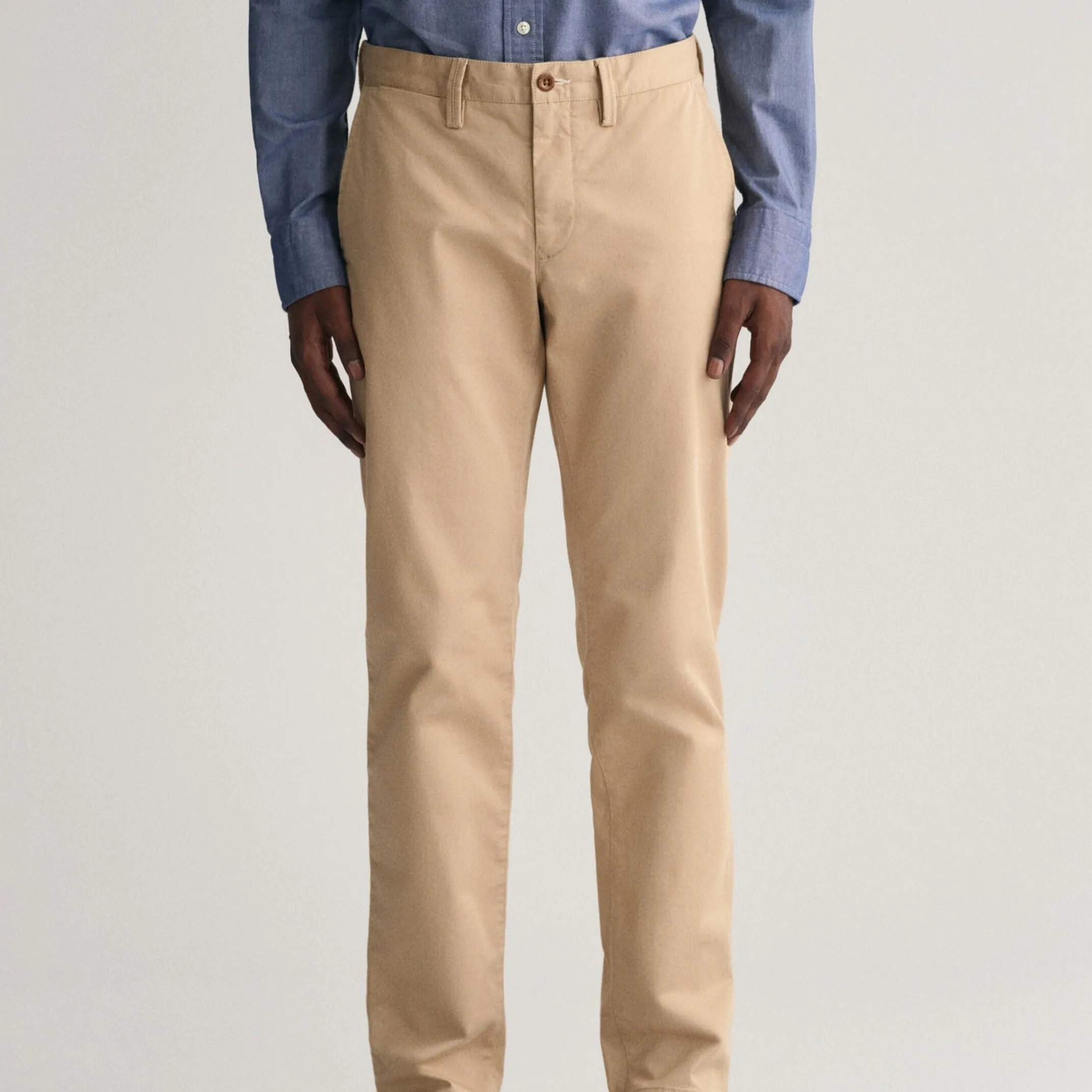 Gant Slim Fit Twill Chinos in Dark Khaki