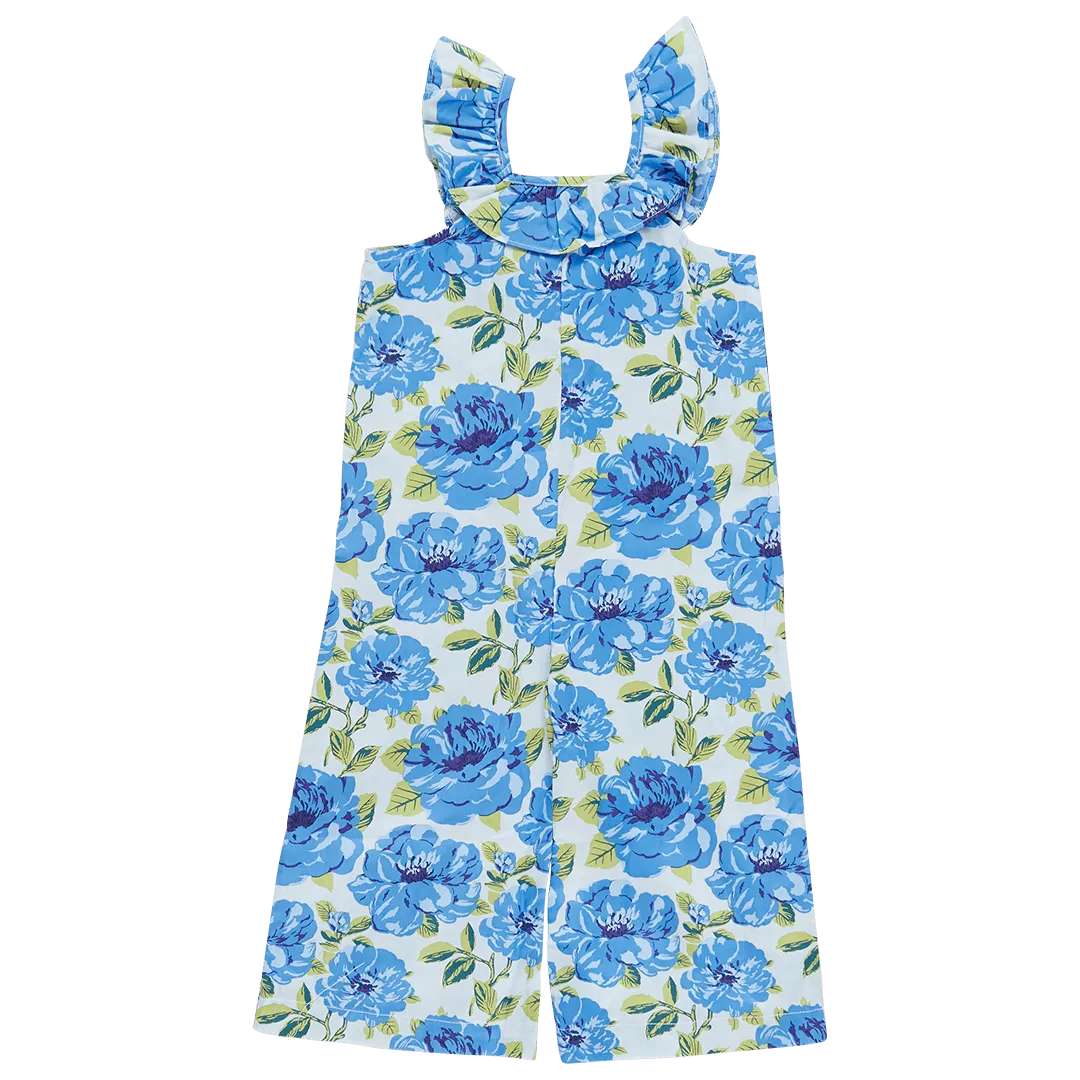 Girls Dresses | Anna Jumpsuit- Blue Peonies | Pink Chicken