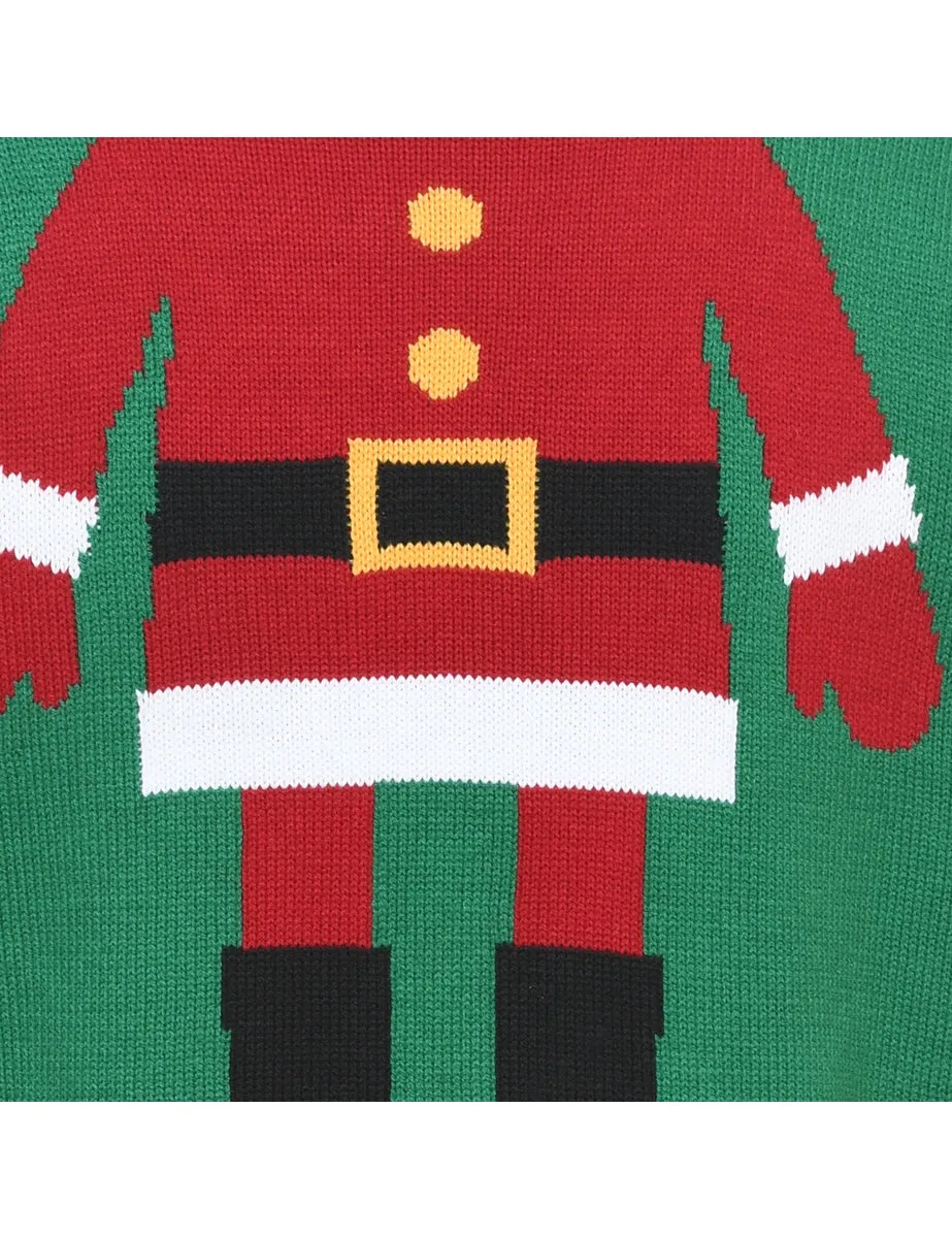 Green & Red Santa Design Christmas Jumper - M