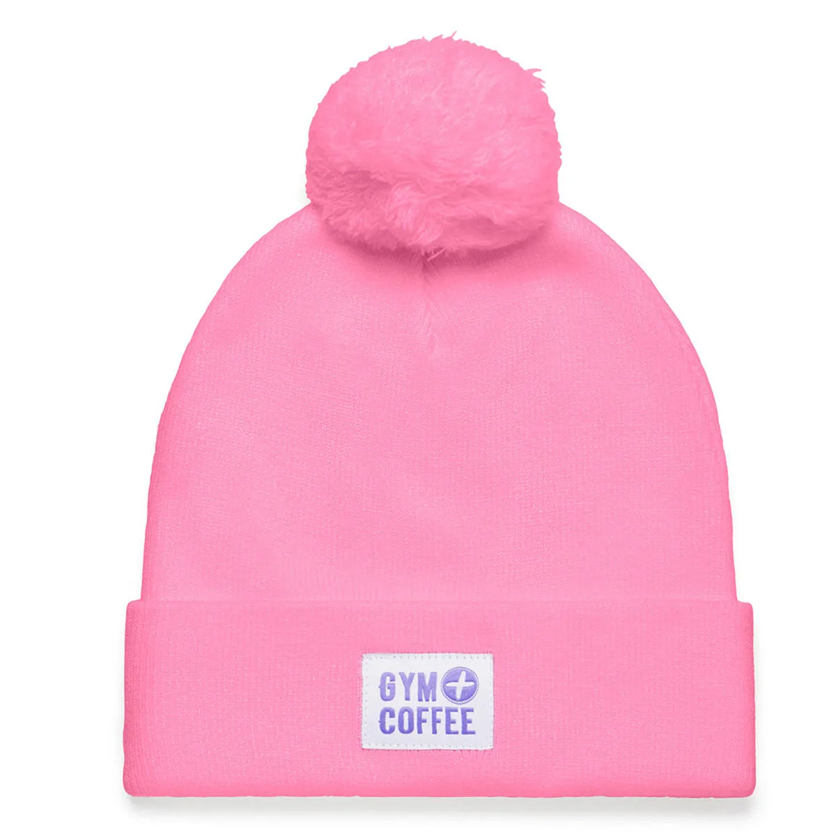 Gym Coffee Knit Bobble Beanie Hat - Pink