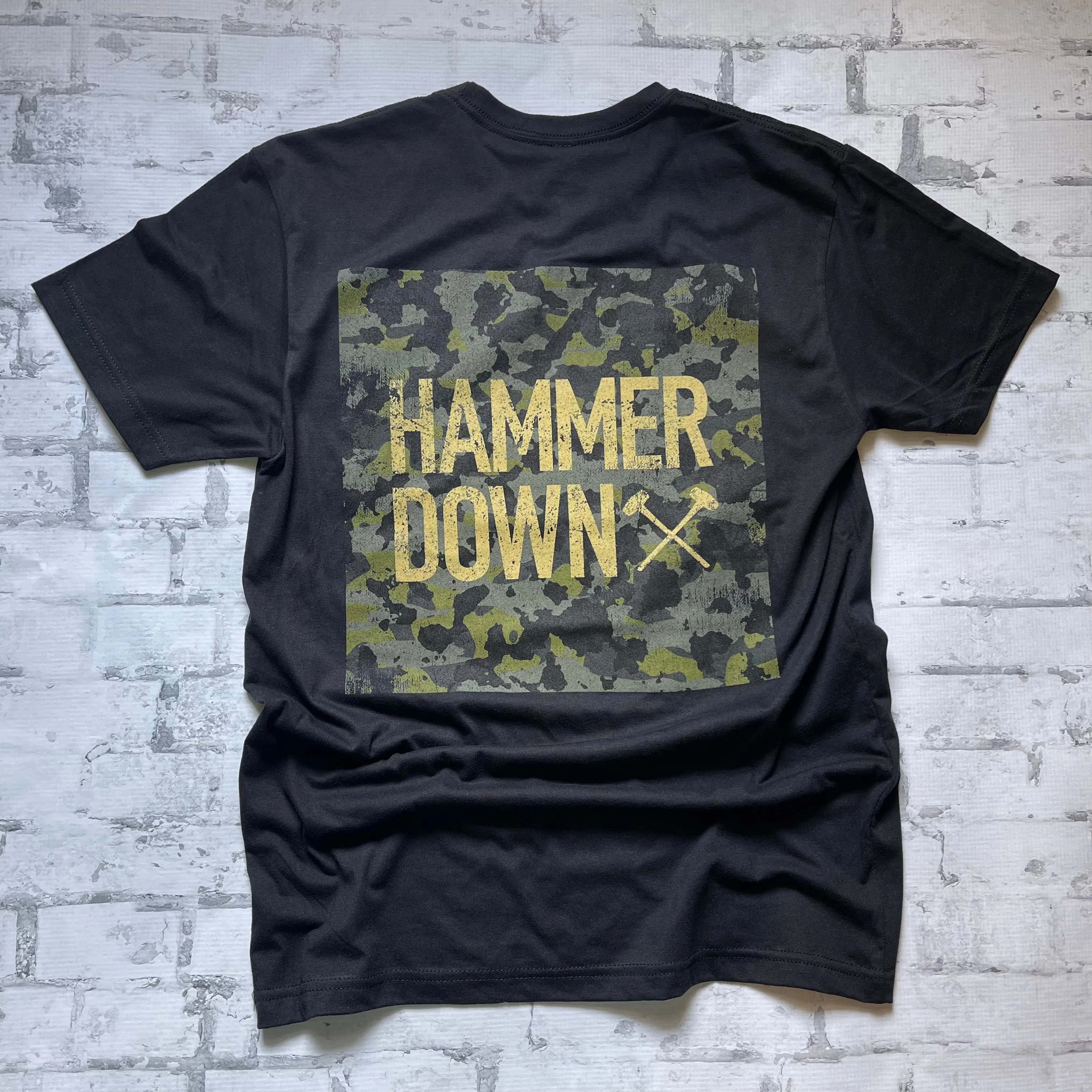 Hammer Down "Two Row Field Camo" Short Sleeve T-shirt - Black