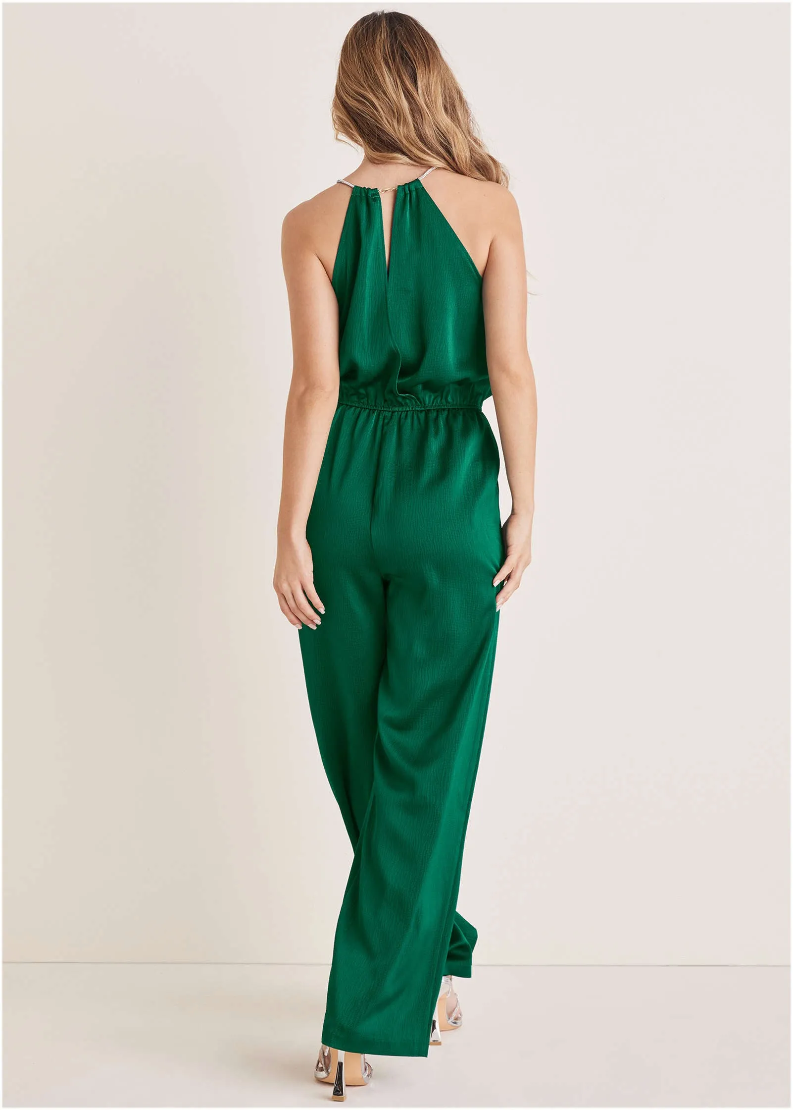 Hammered Satin Jumpsuit - Aventurine