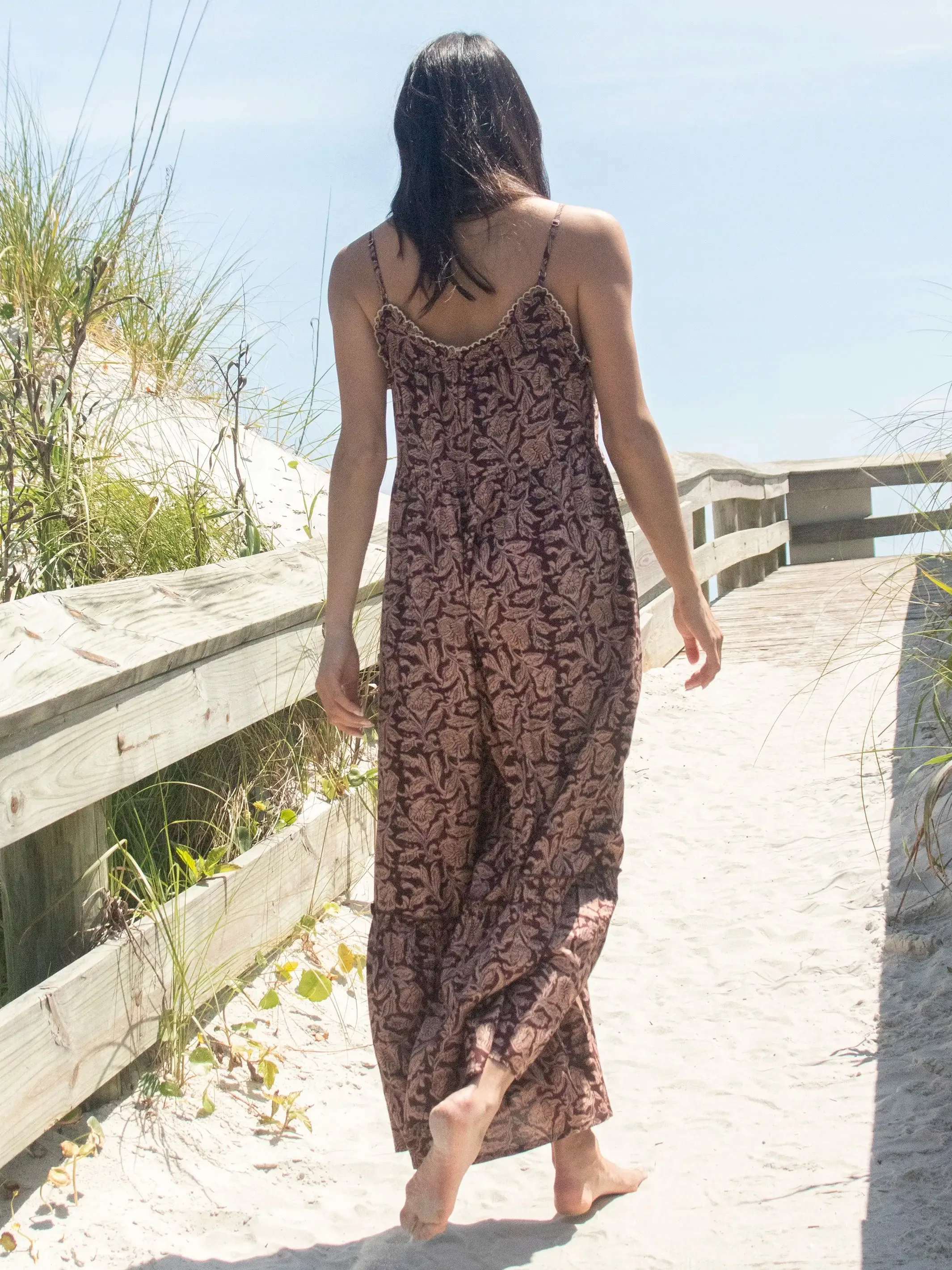 Harley Jumpsuit - Brown Floral Vines