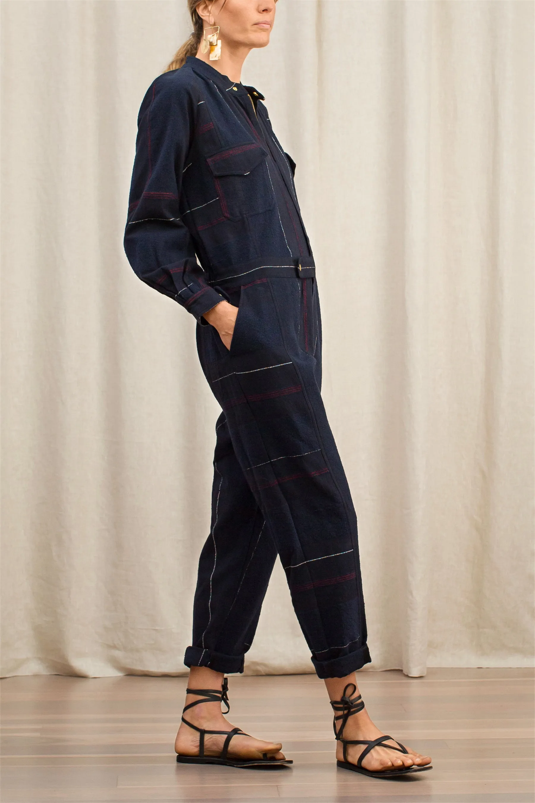 Hephaestus Navy Boucle Stripe Boilersuit