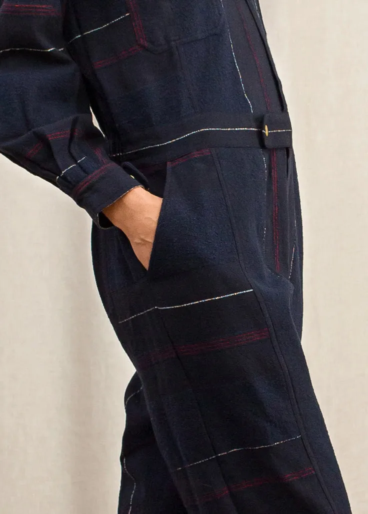 Hephaestus Navy Boucle Stripe Boilersuit