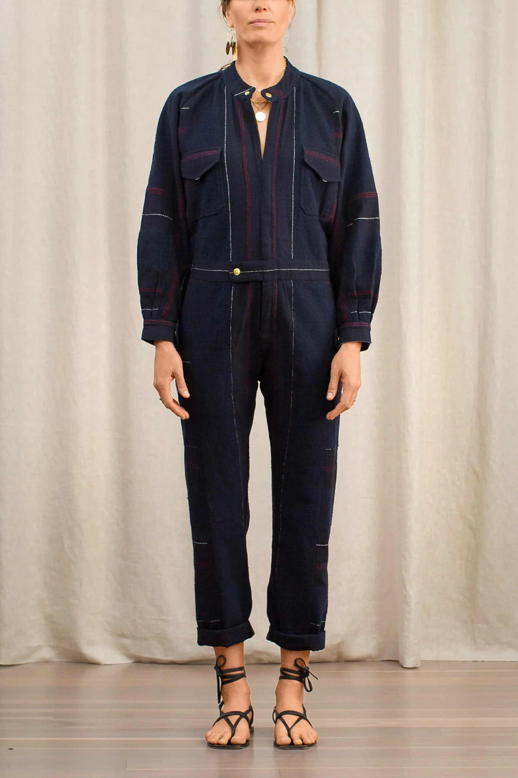 Hephaestus Navy Boucle Stripe Boilersuit