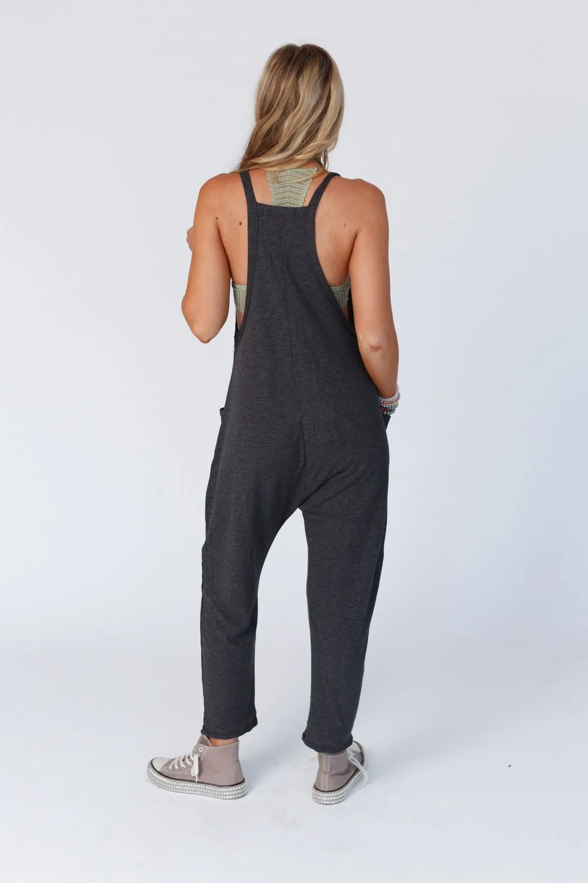 Hot Shot Harem Jumpsuit - Charcoal