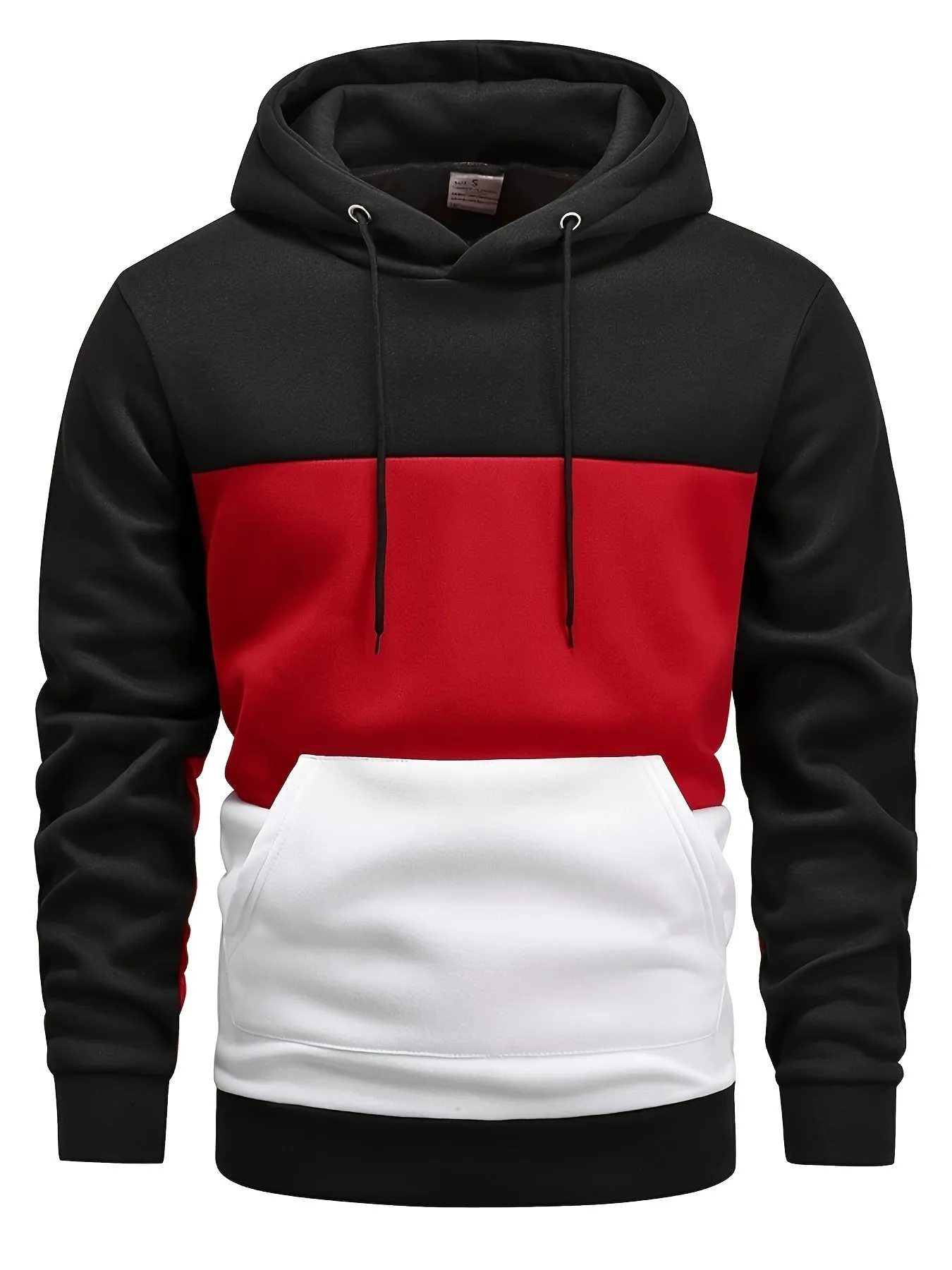 Ilooove Color Block Hoodie, Cool Hoodies For Men, Men's Casual Graphic Design Pullover Hooded Sweatshirt With Kangaroo Pocket Streetwear For Winter Fall, As Gifts