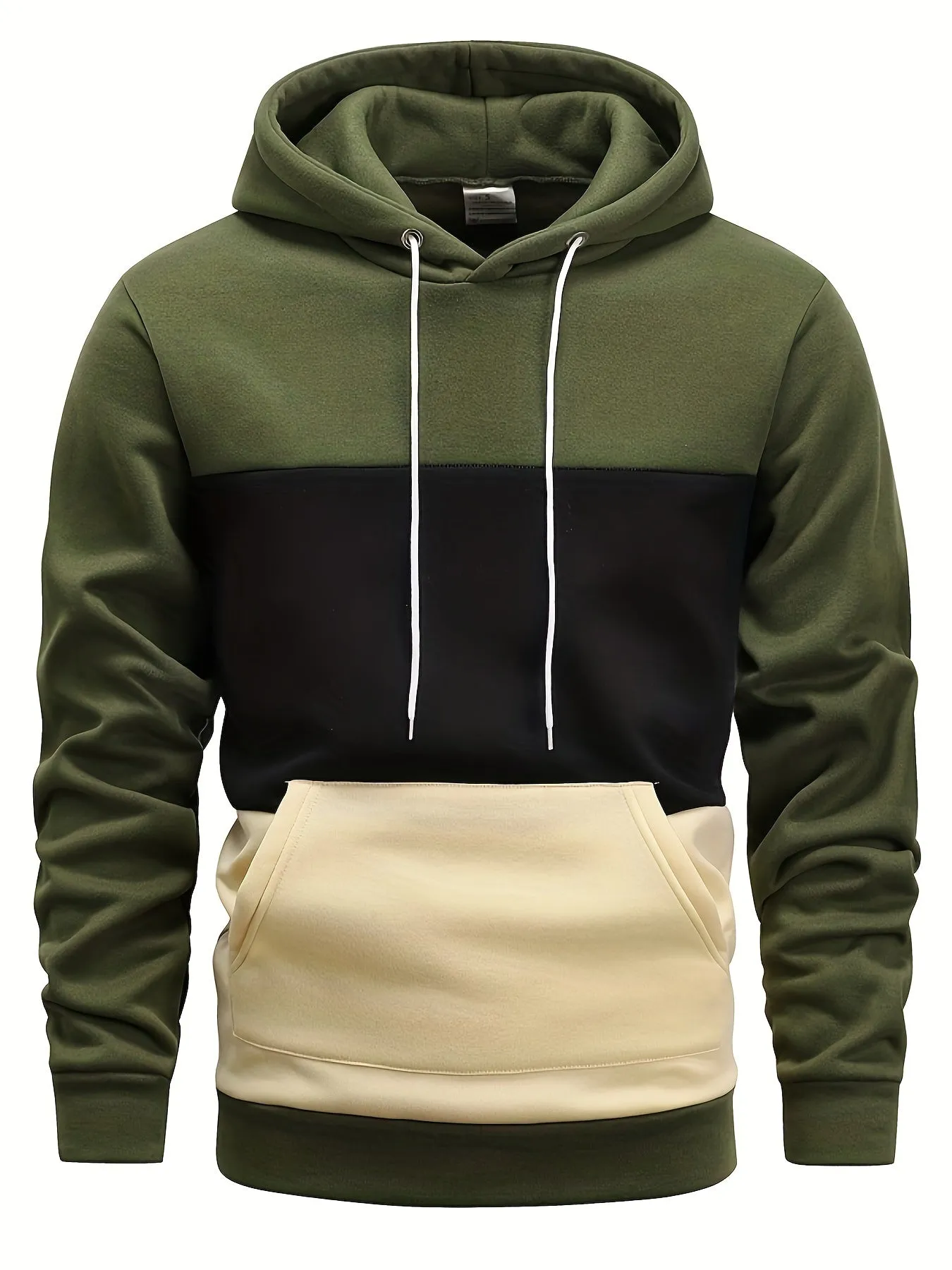 Ilooove Color Block Hoodie, Cool Hoodies For Men, Men's Casual Graphic Design Pullover Hooded Sweatshirt With Kangaroo Pocket Streetwear For Winter Fall, As Gifts