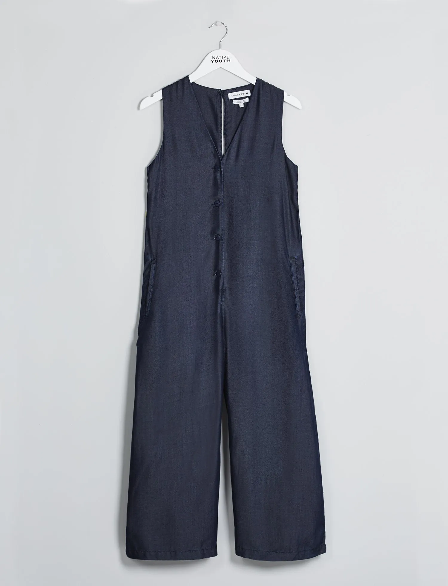 Indigo Convex Button Down Jumpsuit