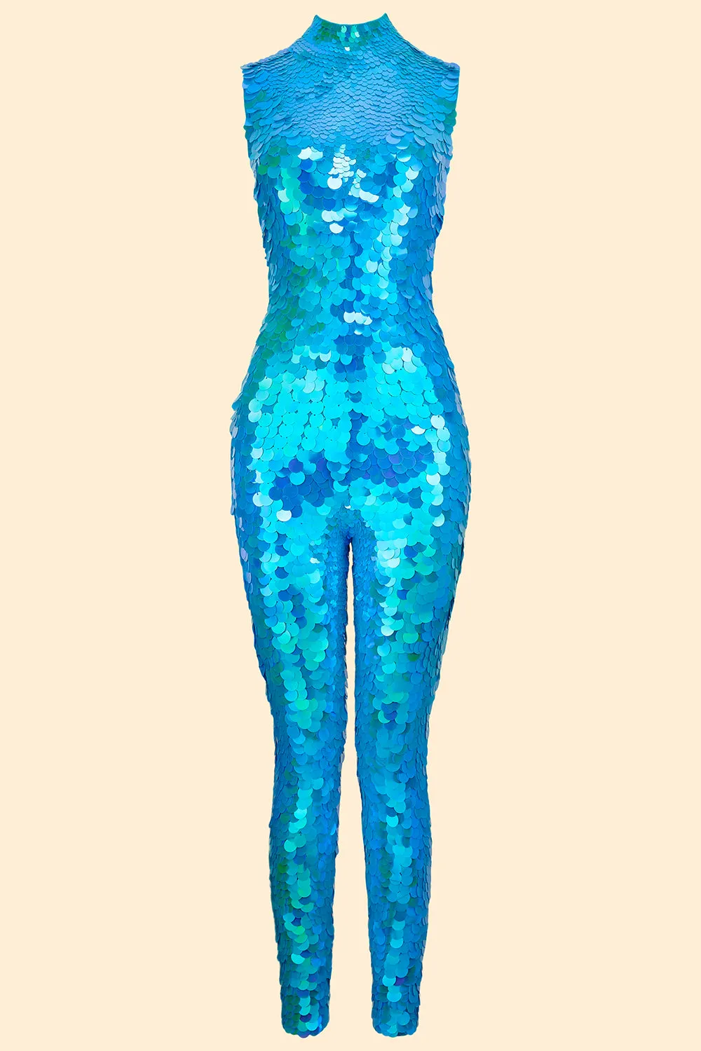 IRIS SEQUIN JUMPSUIT - SKY