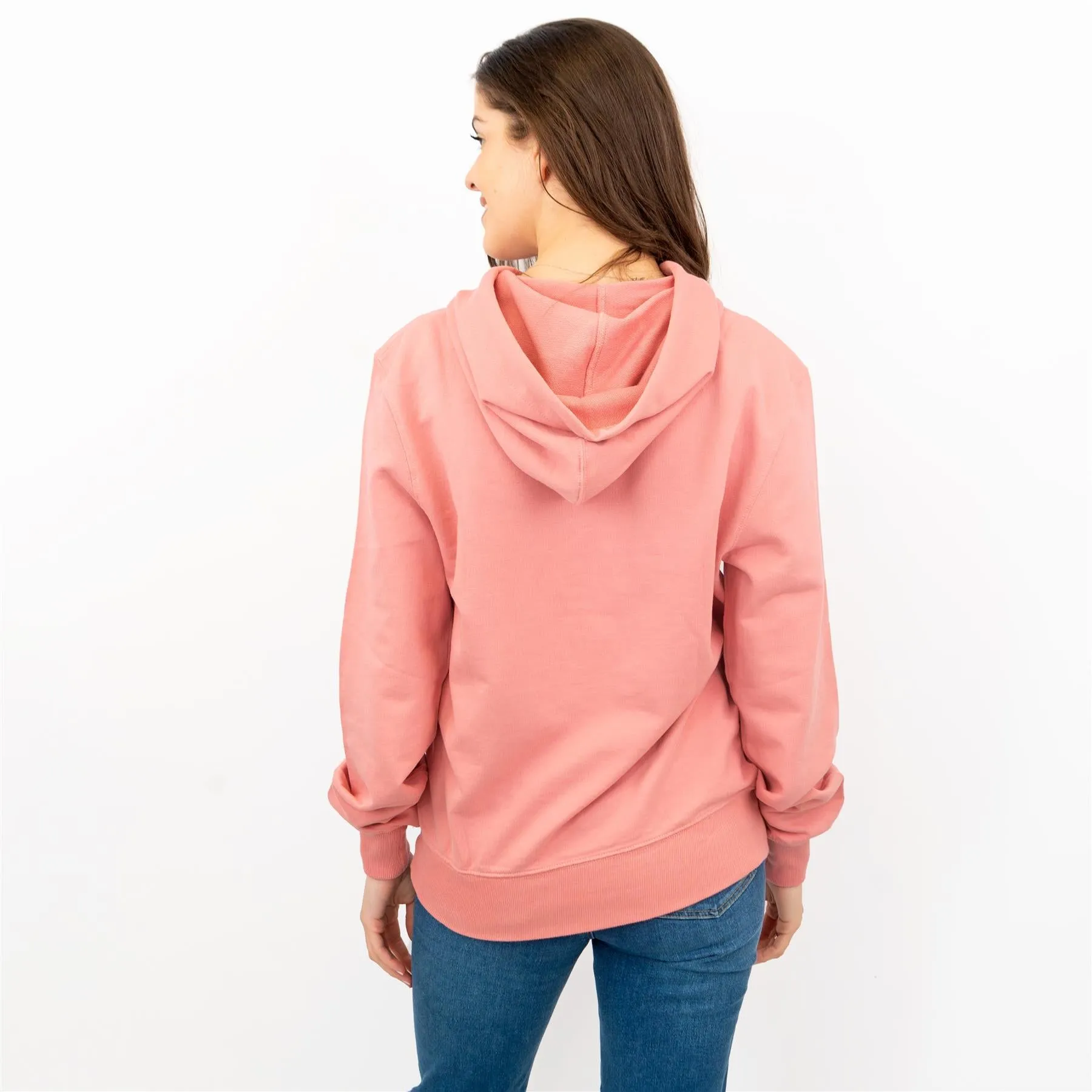 J. Crew Women Pink Hoodie Pockets Drawstring Hood Long Sleeve Top