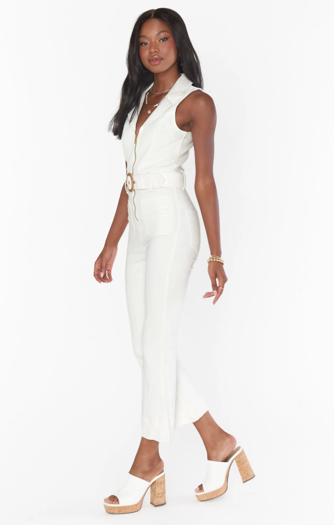 Jacksonville Cropped Jumpsuit ~ Pearly White