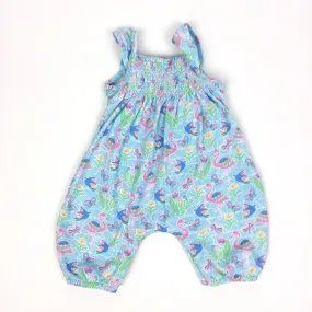 JoJo Maman Bebe Blue Flamingo Jumpsuit 0-3 Months