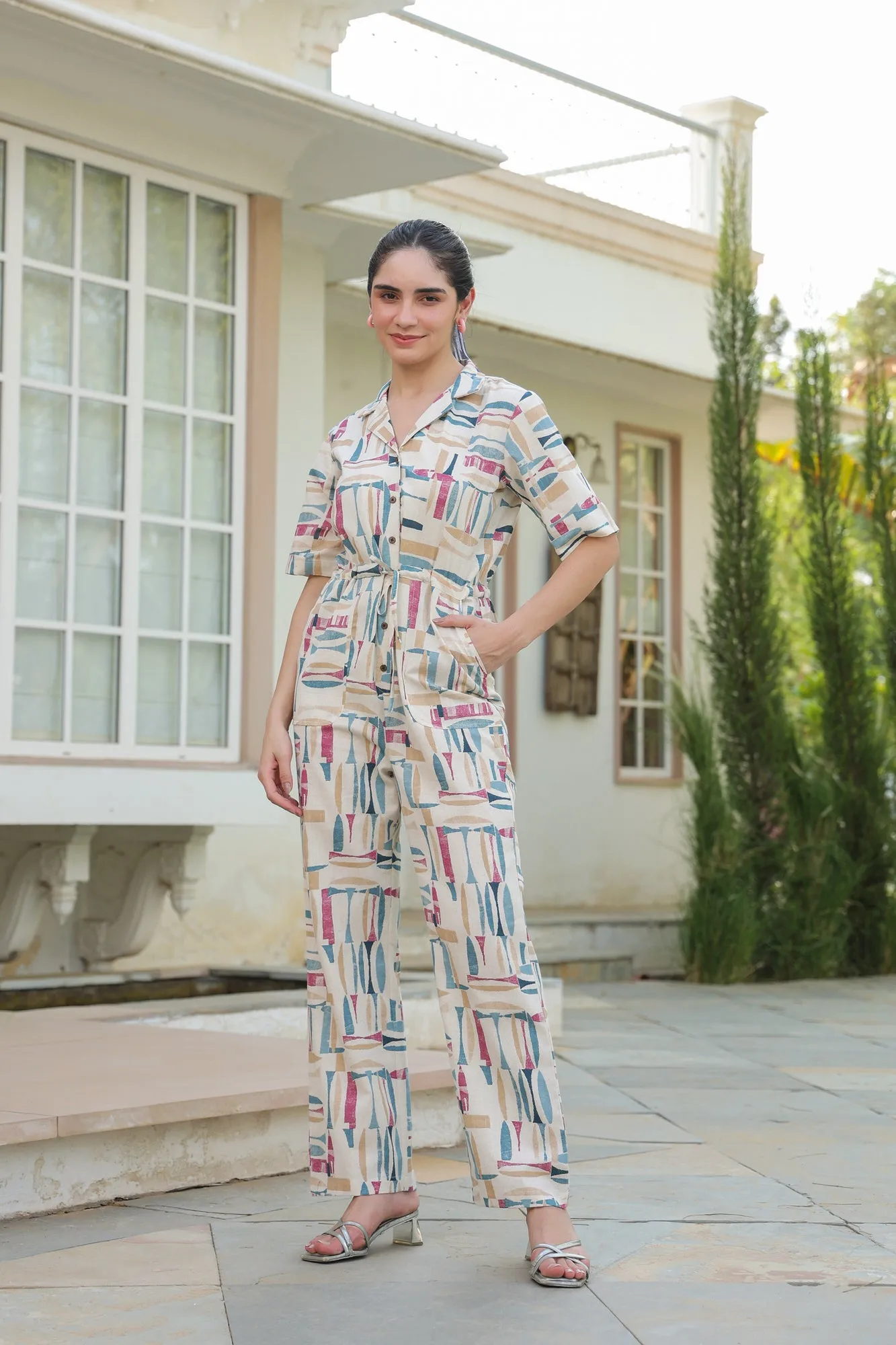 Kaleidoscopic Cotton Flex Jumpsuit