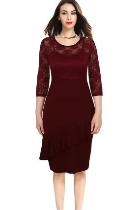 Ketty More Women Bodycon Knee Length Party Dress Red Wine-KMWD082