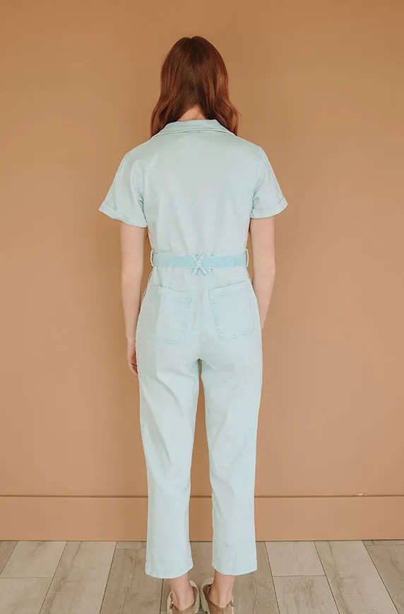 Kiss Me More Ice Blue Jumpsuit - Nursing Friendly - Restocked- FINAL SALE