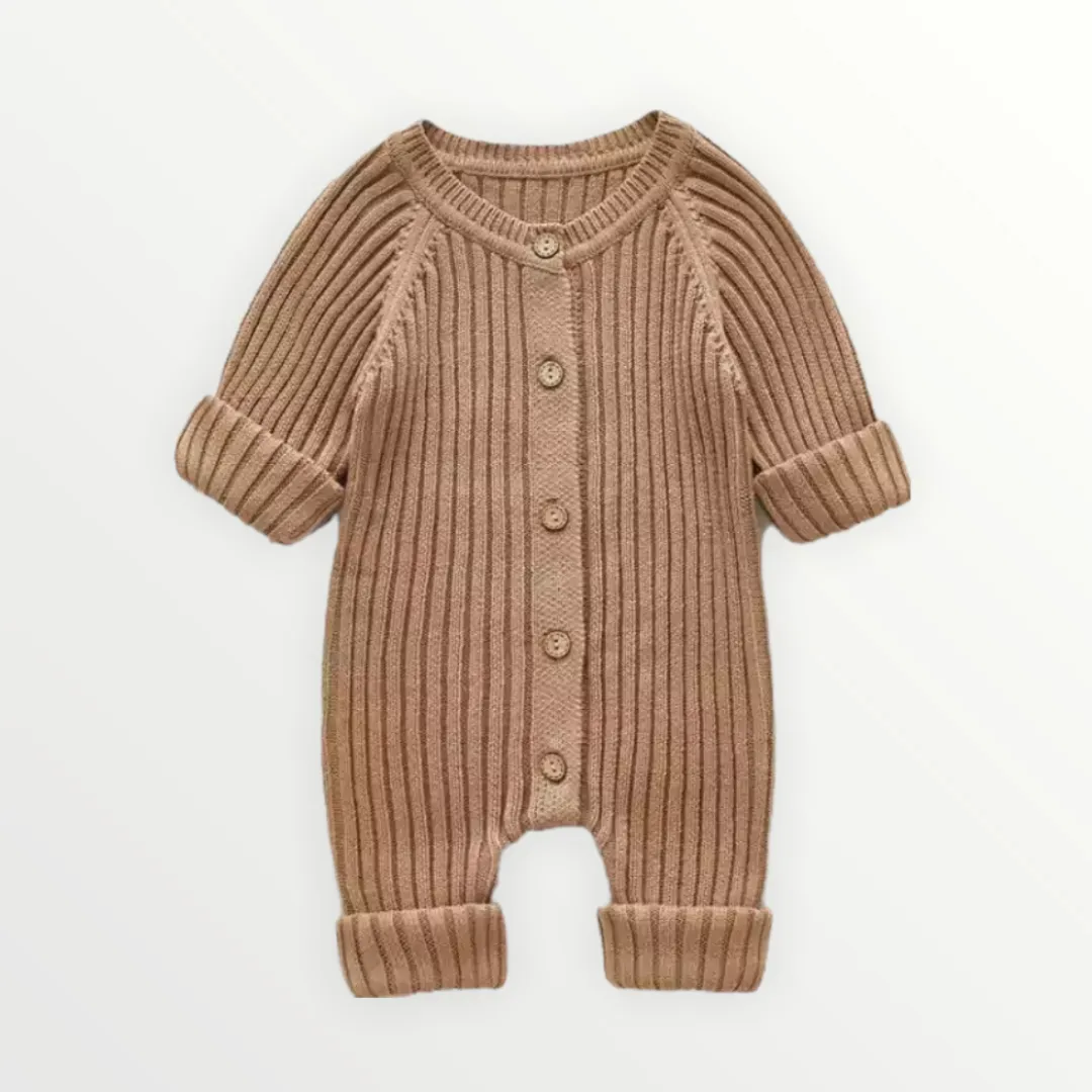 Knit Baby Jumpsuit - Light Brown