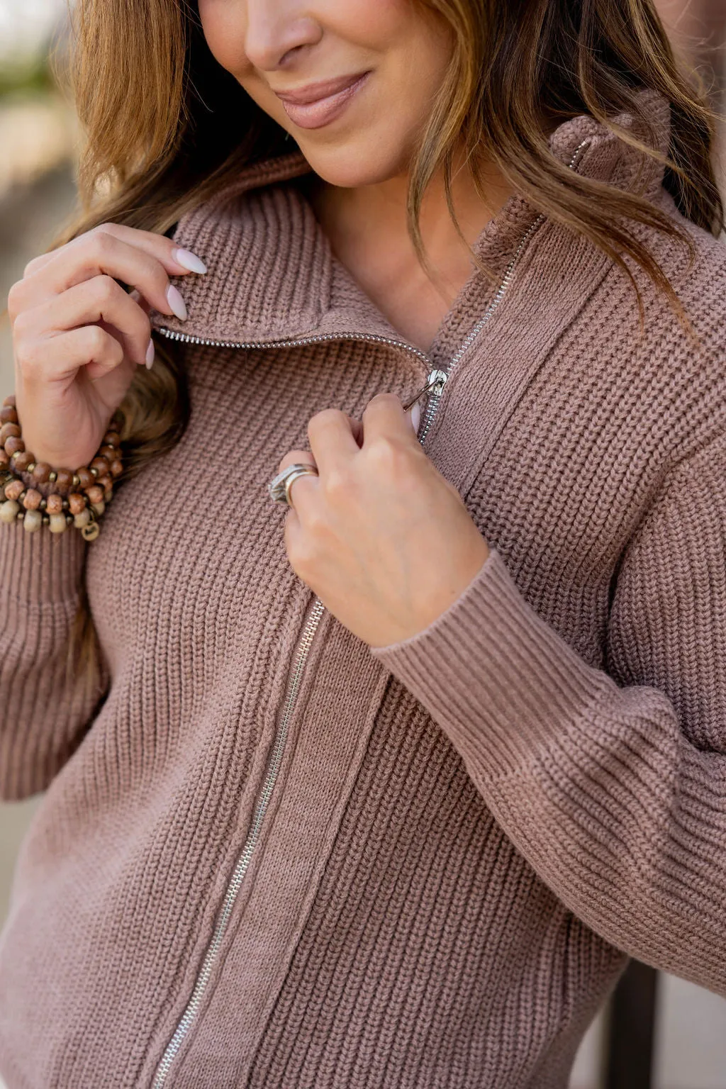 Knit Side Zip Sweatshirt