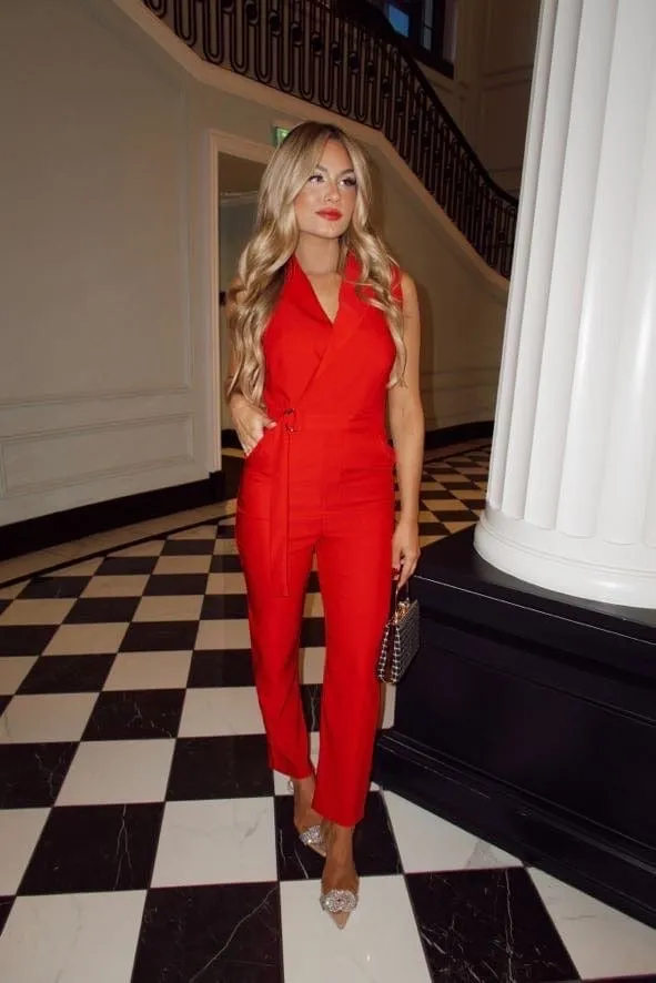 Lady In Red Jumpsuit