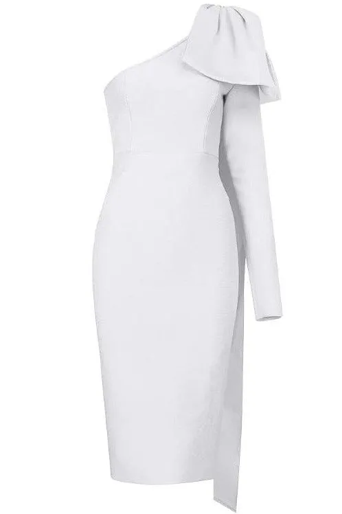 Lela Long Sleeve Bandage Midi Dress - Pearl White