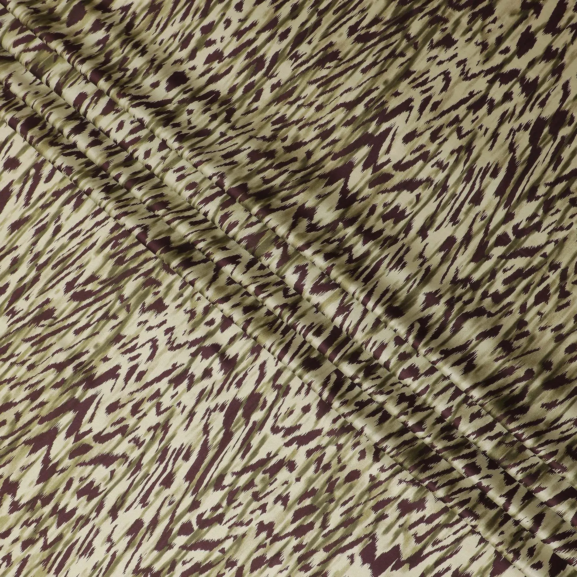 Light olive green Premium Italian viscose fabric with wine print in abstract design-D12368