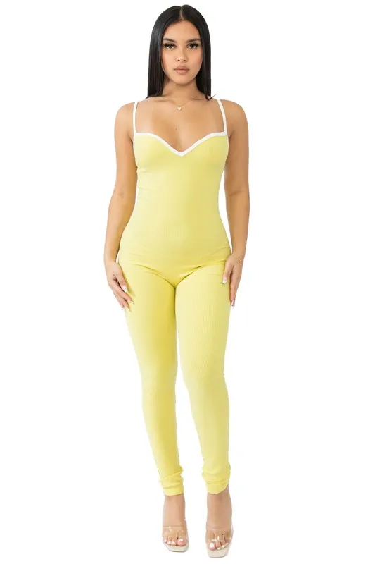 Light Yellow Sweetheart Neck Jumpsuit