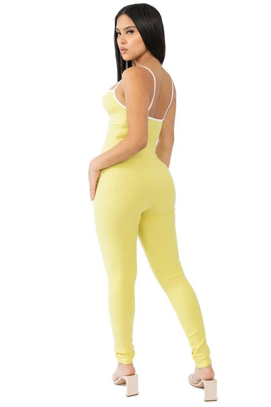 Light Yellow Sweetheart Neck Jumpsuit